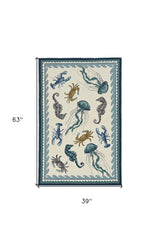 3' X 5' Ivory Abstract Handmade Indoor Outdoor Area Rug - Homeroots - Flyclothing LLC