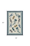 3' X 5' Ivory Abstract Handmade Indoor Outdoor Area Rug - Homeroots