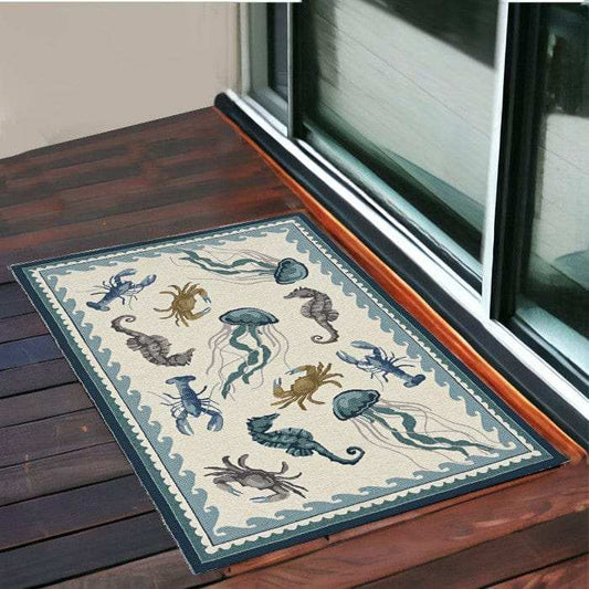 3' X 5' Ivory Abstract Handmade Indoor Outdoor Area Rug - Homeroots - Flyclothing LLC