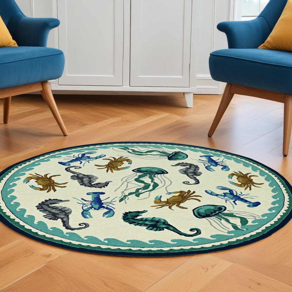 8' Round Hand Tufted Area Rug With UV Protection - Homeroots