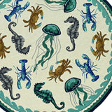 8' X 10' Teal Blue Round Abstract Handmade Indoor Outdoor Area Rug - Homeroots