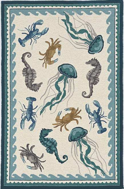 8' X 10' Teal Blue Round Abstract Handmade Indoor Outdoor Area Rug - Homeroots - Flyclothing LLC