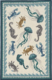 8' X 10' Teal Blue Round Abstract Handmade Indoor Outdoor Area Rug - Homeroots