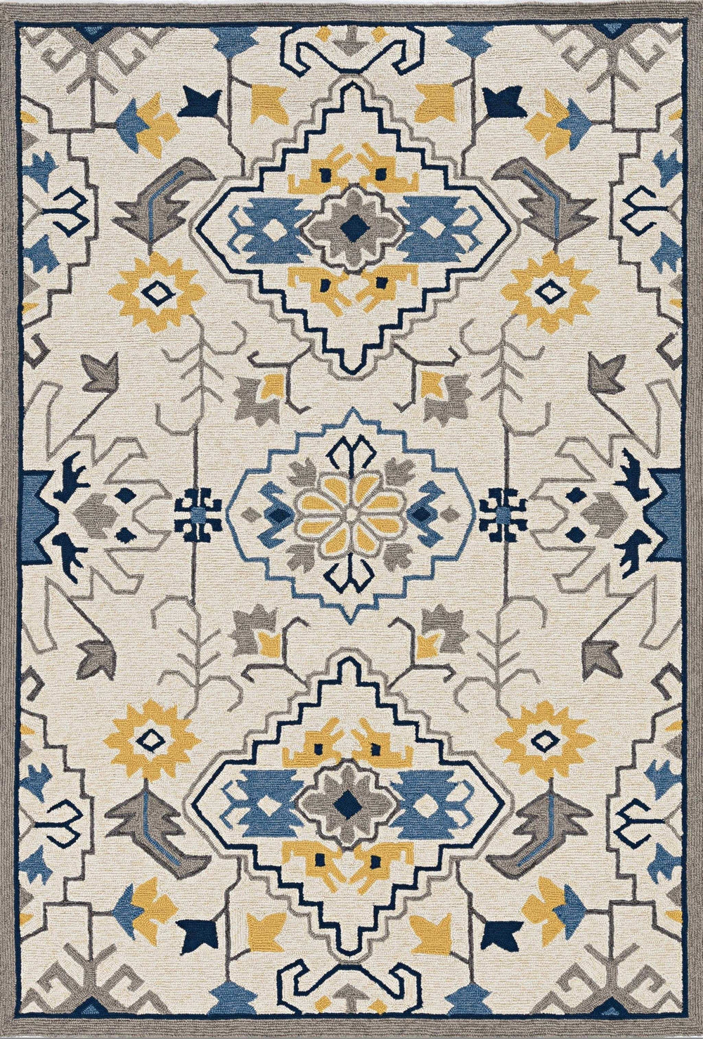 5' X 8' Ivory Abstract Handmade Indoor Outdoor Area Rug - Homeroots - Flyclothing LLC