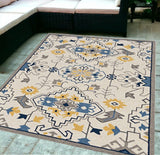 5' X 8' Ivory Abstract Handmade Indoor Outdoor Area Rug - Homeroots
