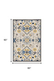 5' X 8' Ivory Abstract Handmade Indoor Outdoor Area Rug - Homeroots