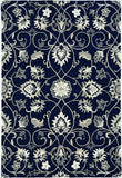 2' X 3' Navy Blue Floral Handmade Indoor Outdoor Area Rug - Homeroots