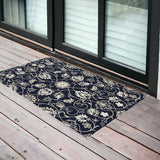 2' X 3' Navy Blue Floral Handmade Indoor Outdoor Area Rug - Homeroots