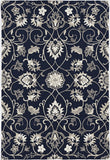 3' X 5' Navy Blue Floral Handmade Indoor Outdoor Area Rug - Homeroots