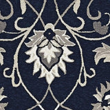 3' X 5' Navy Blue Floral Handmade Indoor Outdoor Area Rug - Homeroots