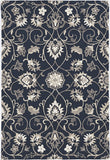 5' X 7' Navy Floral Vines Indoor Outdoor Area Rug - Homeroots