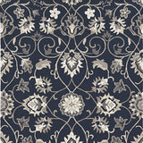 5' X 7' Navy Floral Vines Indoor Outdoor Area Rug - Homeroots - Flyclothing LLC