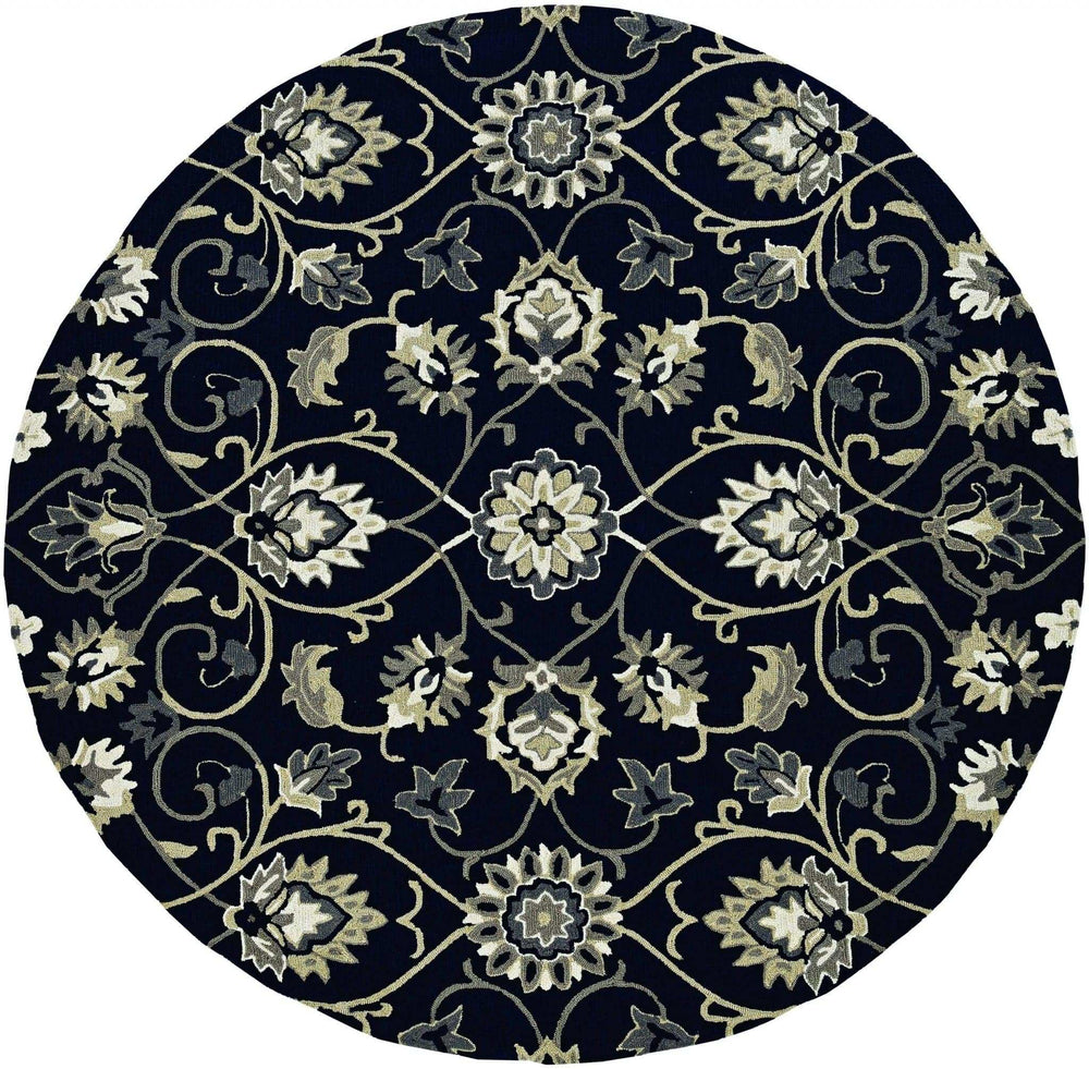 8' Navy Blue Round Hand Tufted Area Rug With UV Protection - Homeroots - Flyclothing LLC