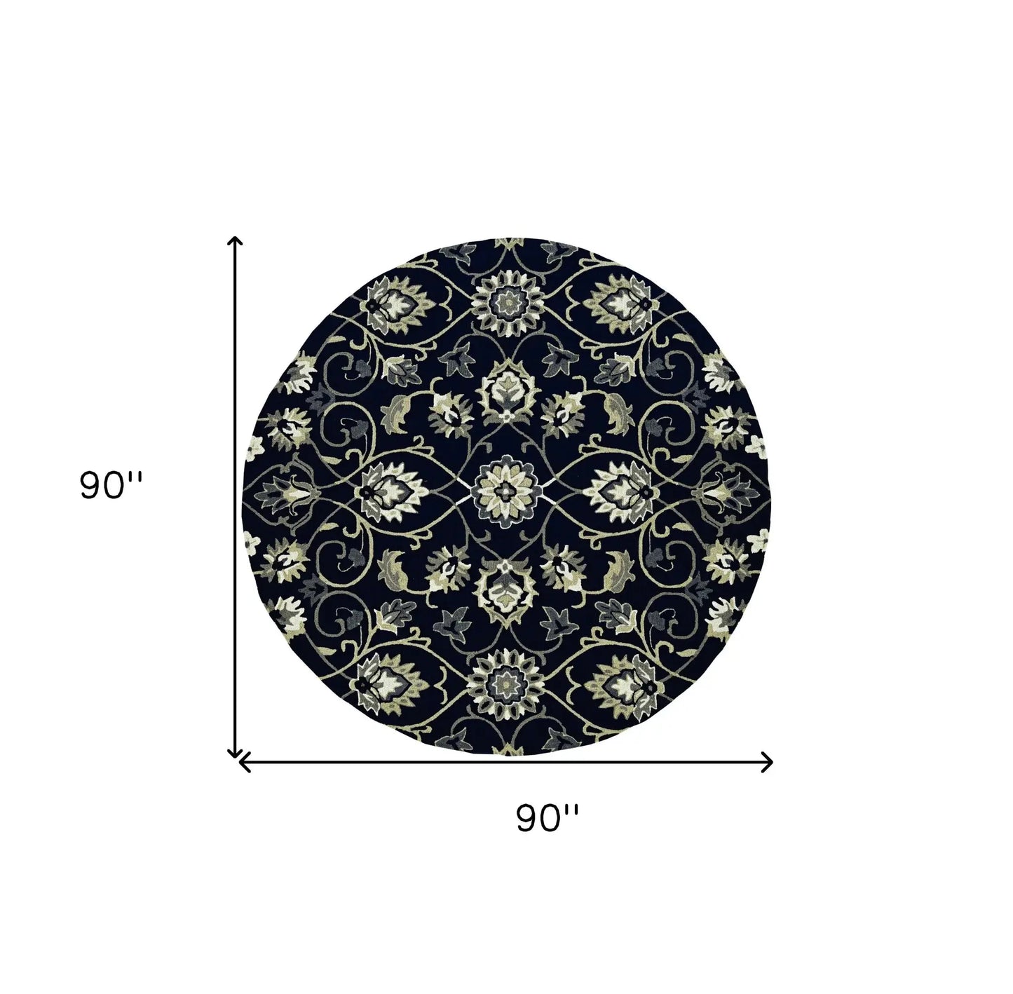 8' Navy Blue Round Hand Tufted Area Rug With UV Protection - Homeroots - Flyclothing LLC