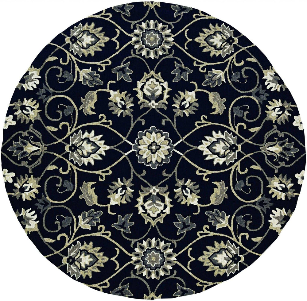 8' Navy Blue Round Hand Tufted Area Rug With UV Protection - Homeroots - Flyclothing LLC