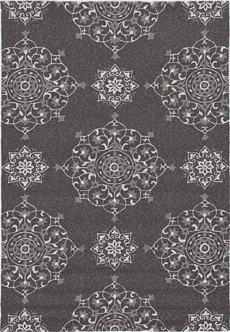 5' X 8' Charcoal Round Floral Handmade Indoor Outdoor Area Rug - Homeroots - Flyclothing LLC