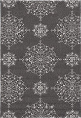 5' X 8' Charcoal Round Floral Handmade Indoor Outdoor Area Rug - Homeroots - Flyclothing LLC