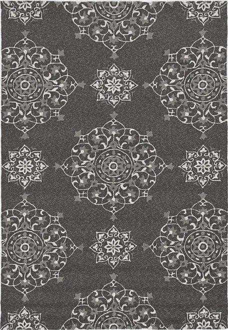 5' X 8' Charcoal Round Floral Handmade Indoor Outdoor Area Rug - Homeroots - Flyclothing LLC
