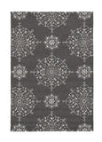 5' X 8' Charcoal Round Floral Handmade Indoor Outdoor Area Rug - Homeroots