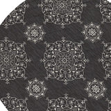 8' Round Charcoal Round Floral Handmade Indoor Outdoor Area Rug - Homeroots