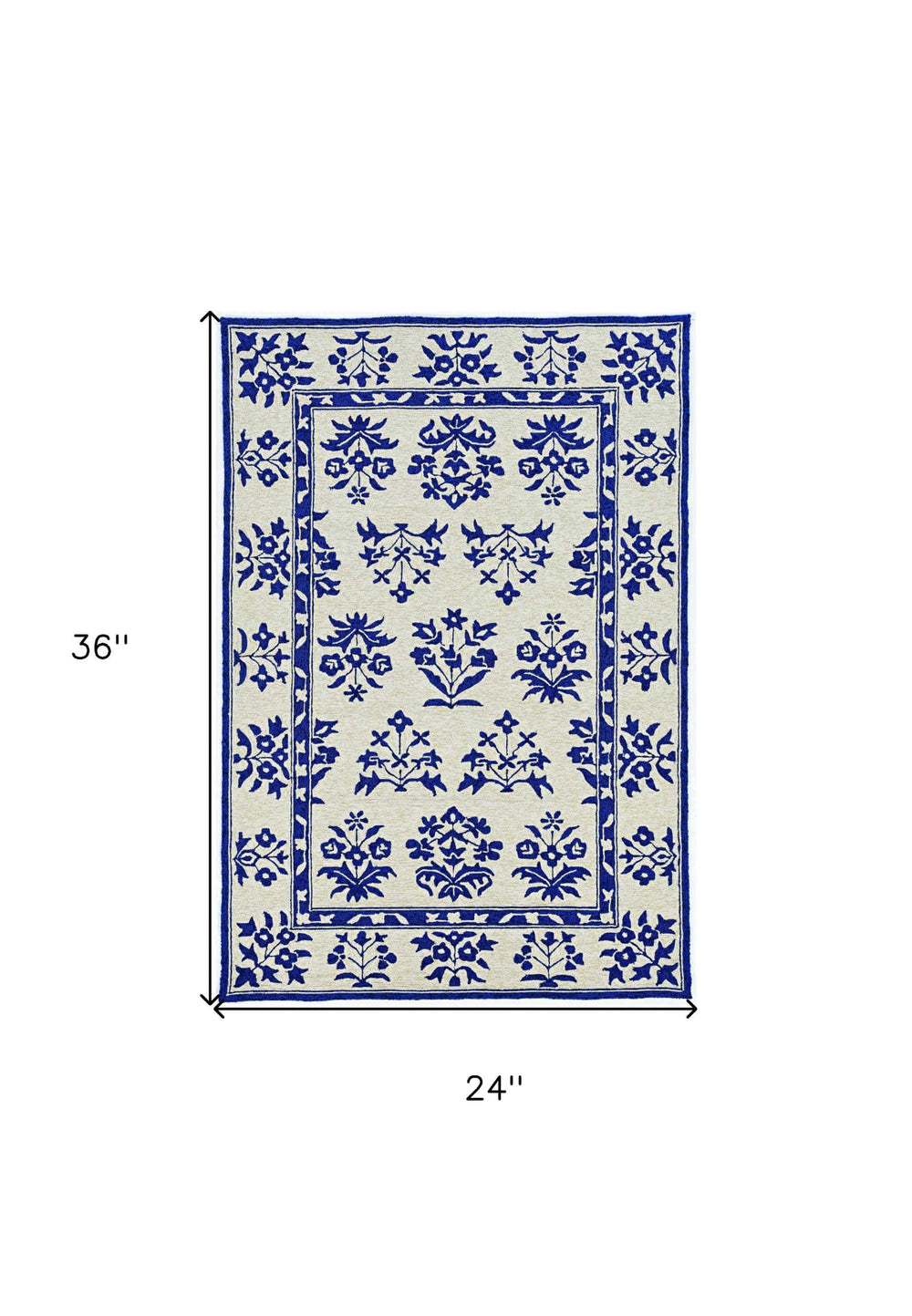 2' X 3' Blue Floral Handmade Indoor Outdoor Area Rug - Homeroots - Flyclothing LLC
