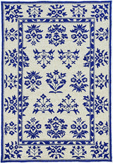 2' X 3' Blue Floral Handmade Indoor Outdoor Area Rug - Homeroots - Flyclothing LLC