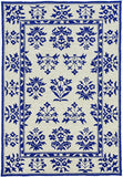 2' X 3' Blue Floral Handmade Indoor Outdoor Area Rug - Homeroots