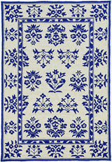 3' X 5' Blue Floral Handmade Indoor Outdoor Area Rug - Homeroots - Flyclothing LLC