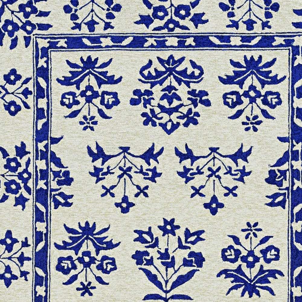 3' X 5' Blue Floral Handmade Indoor Outdoor Area Rug - Homeroots - Flyclothing LLC