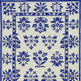 3' X 5' Blue Floral Handmade Indoor Outdoor Area Rug - Homeroots
