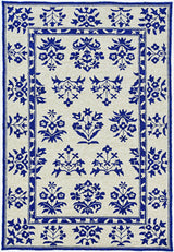 3' X 5' Blue Floral Handmade Indoor Outdoor Area Rug - Homeroots - Flyclothing LLC