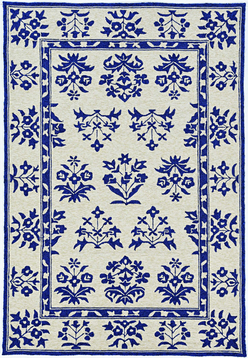 3' X 5' Blue Floral Handmade Indoor Outdoor Area Rug - Homeroots - Flyclothing LLC