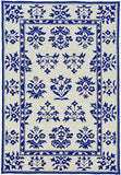 3' X 5' Blue Floral Handmade Indoor Outdoor Area Rug - Homeroots - Flyclothing LLC