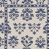 5' X 7' Sand Or Blue Floral Bordered Indoor Outdoor Area Rug - Homeroots - Flyclothing LLC