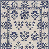 5' X 7' Sand Or Blue Floral Bordered Indoor Outdoor Area Rug - Homeroots - Flyclothing LLC