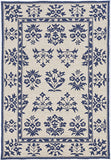 5' X 7' Sand Or Blue Floral Bordered Indoor Outdoor Area Rug - Homeroots