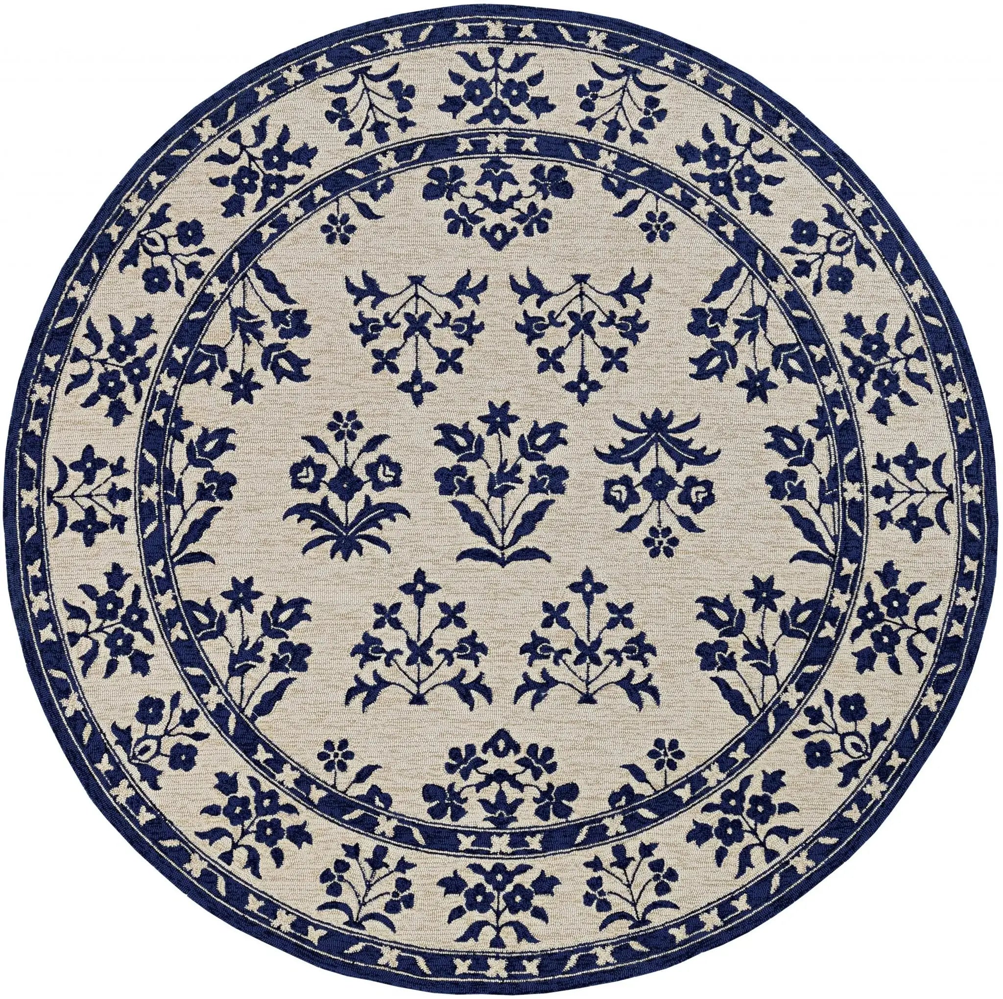 8' Blue Round Hand Tufted Area Rug With UV Protection - Homeroots - Flyclothing LLC