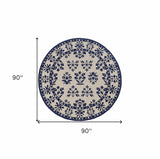 8' Blue Round Hand Tufted Area Rug With UV Protection - Homeroots