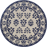 8' Blue Round Hand Tufted Area Rug With UV Protection - Homeroots