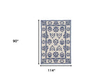 8' X 10' Blue Round Floral Handmade Indoor Outdoor Area Rug - Homeroots - Flyclothing LLC
