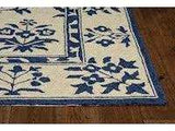 8' X 10' Blue Round Floral Handmade Indoor Outdoor Area Rug - Homeroots - Flyclothing LLC