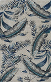 8' Grey Blue Hand Tufted Tropical Leaves Indoor Runner Rug - Homeroots