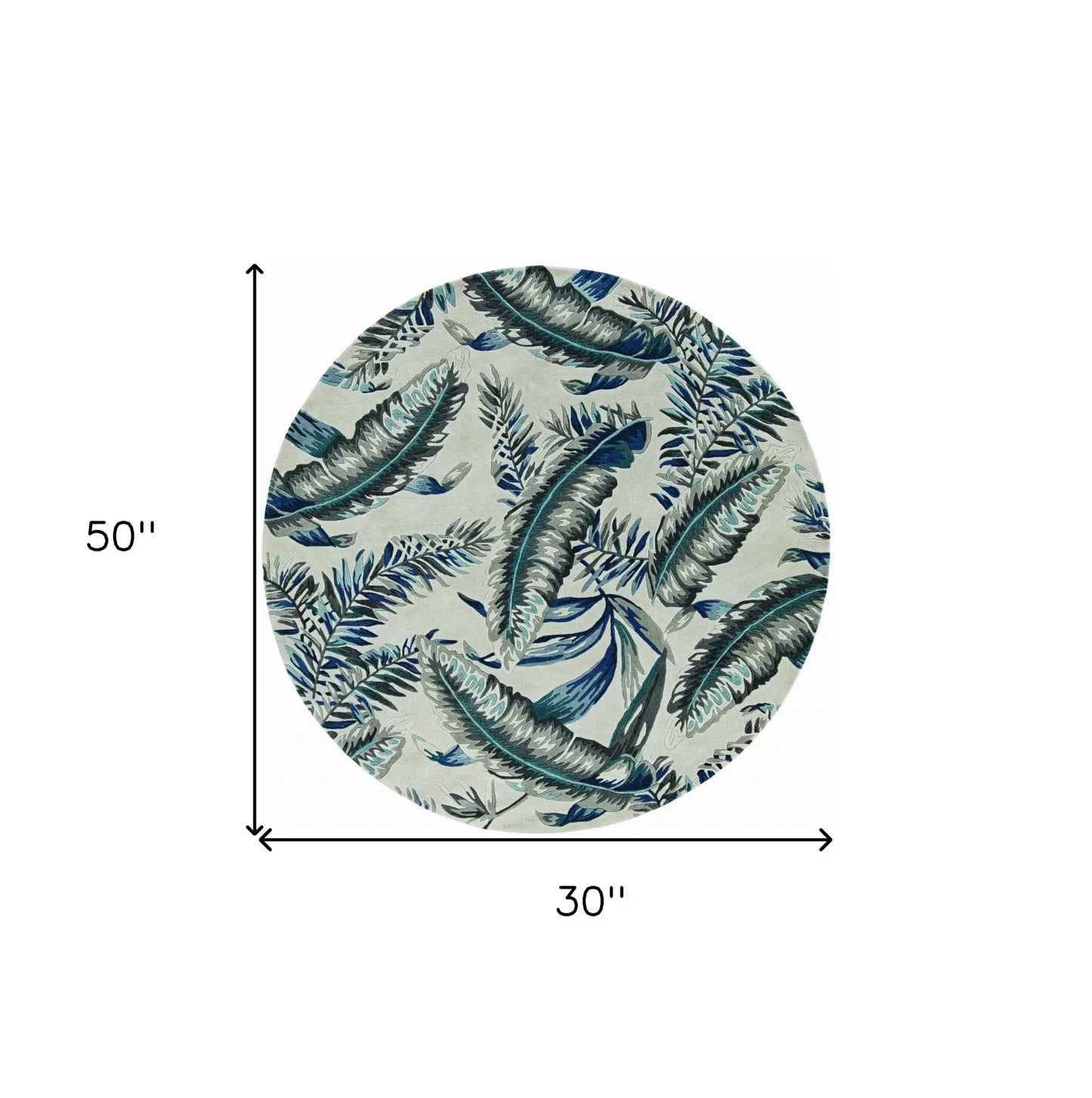 3' X 4' Grey Blue Hand Tufted Tropical Leaves Indoor Area Rug - Homeroots - Flyclothing LLC