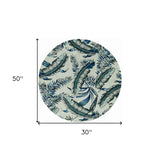3' X 4' Grey Blue Hand Tufted Tropical Leaves Indoor Area Rug - Homeroots - Flyclothing LLC