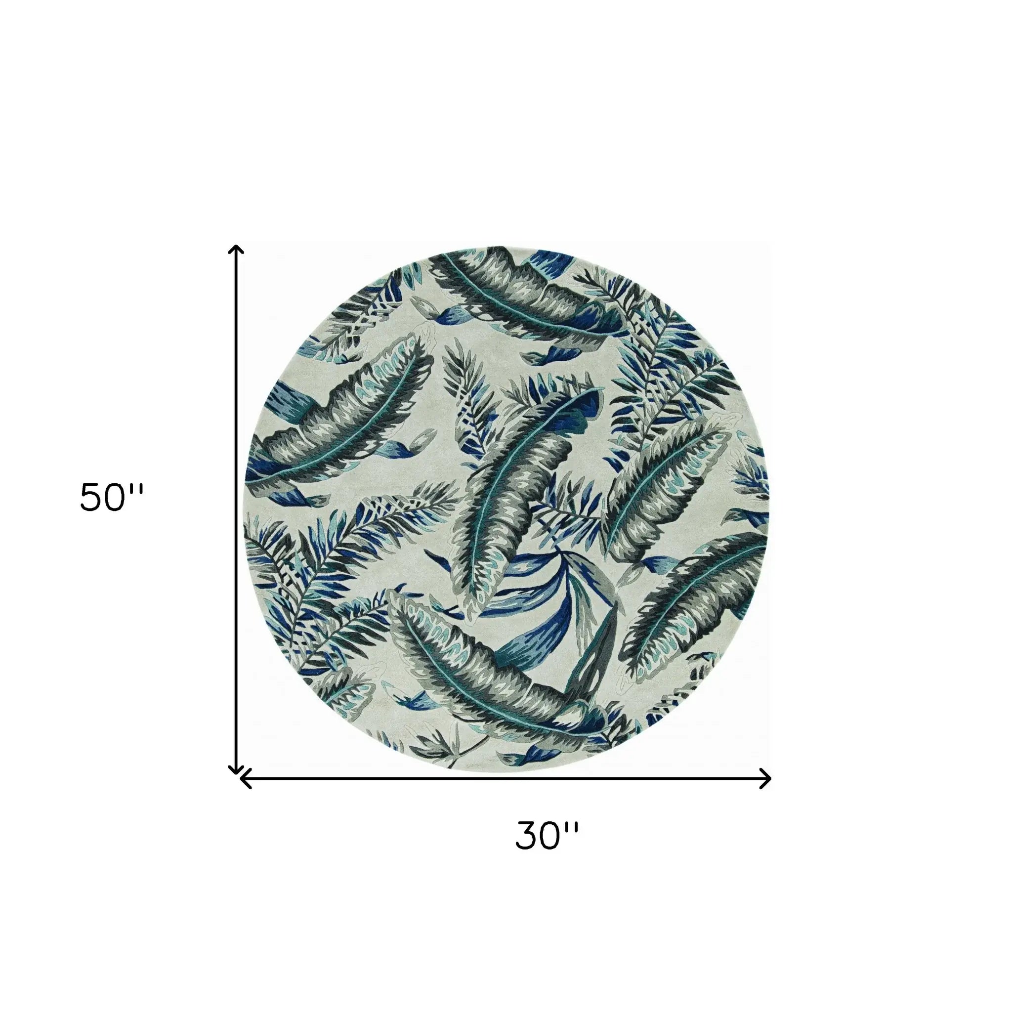 3' X 4' Grey Blue Hand Tufted Tropical Leaves Indoor Area Rug - Homeroots - Flyclothing LLC