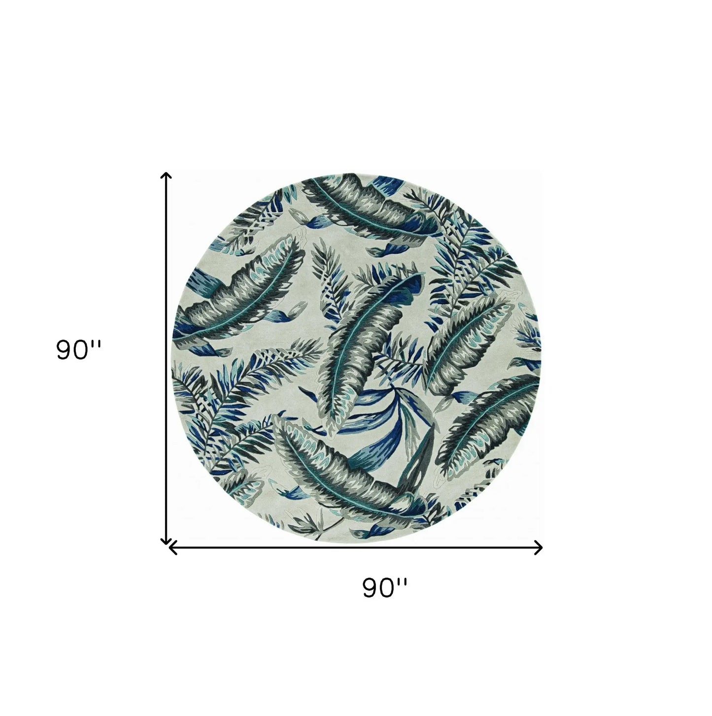 8' Blue and Gray Round Wool Hand Tufted Area Rug - Homeroots - Flyclothing LLC