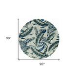8' Blue and Gray Round Wool Hand Tufted Area Rug - Homeroots - Flyclothing LLC