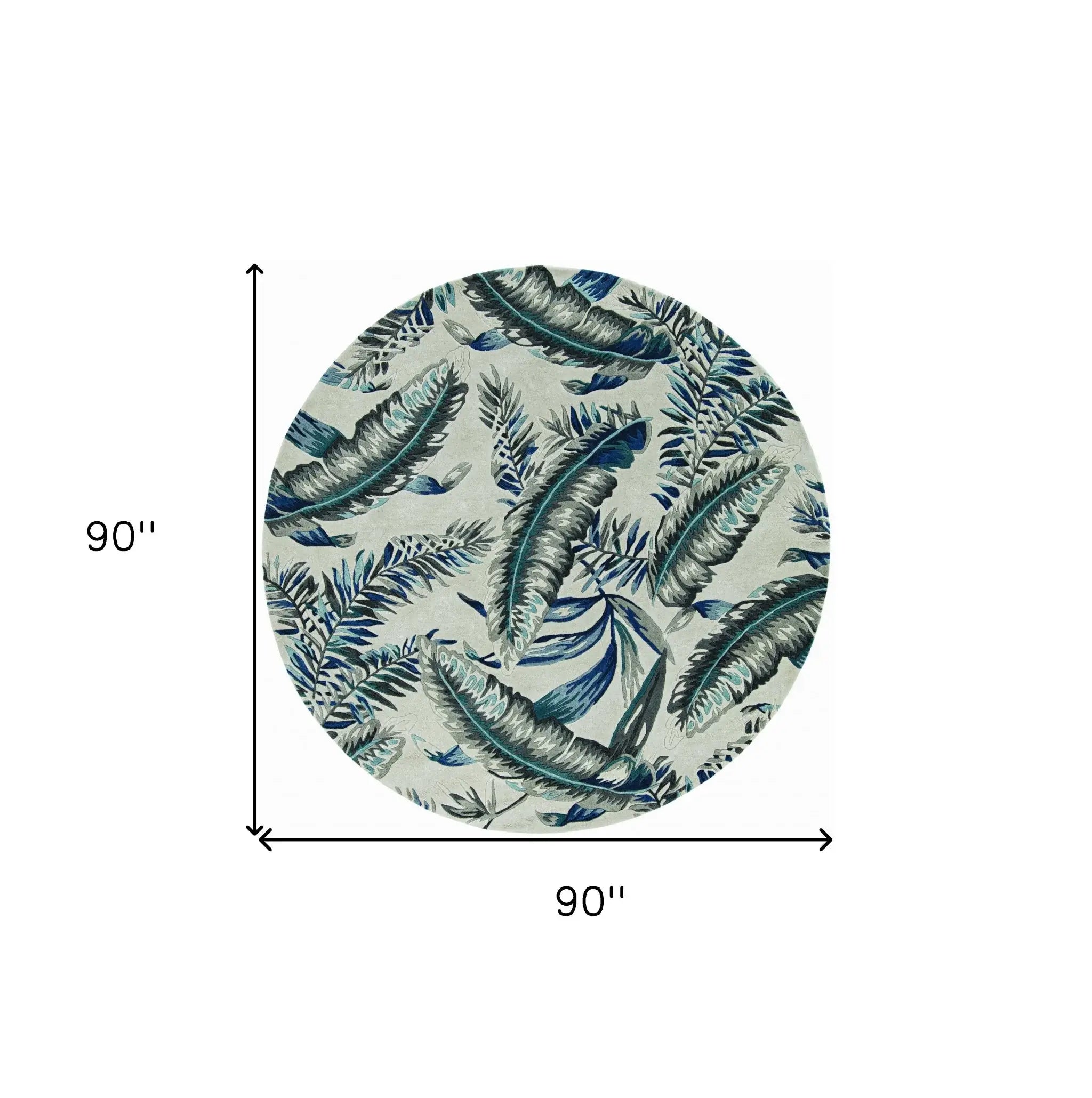 8' Blue and Gray Round Wool Hand Tufted Area Rug - Homeroots - Flyclothing LLC
