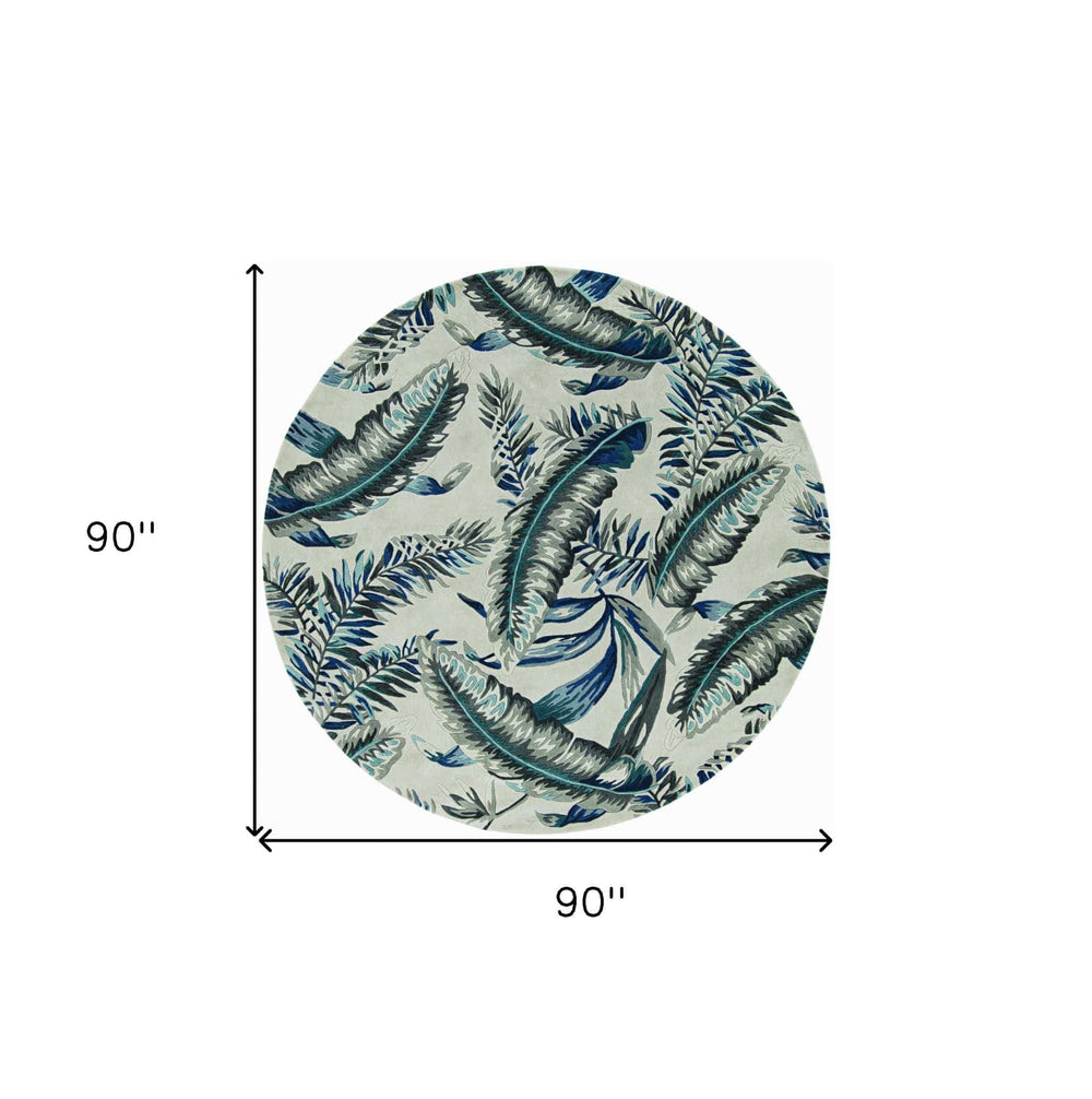 8' Blue and Gray Round Wool Hand Tufted Area Rug - Homeroots - Flyclothing LLC