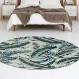 8' Blue and Gray Round Wool Hand Tufted Area Rug - Homeroots - Flyclothing LLC